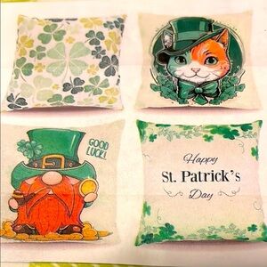 St. Patrick's Day Themed Pillow Covers, Set of 4, 18” square